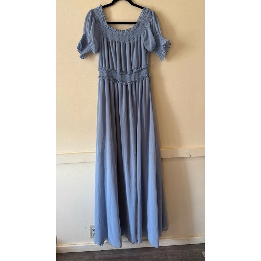 Baltic Born Dusty Blue Maxi Dress with Smocked Waist